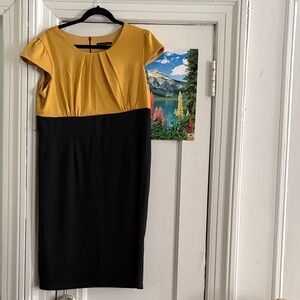 Tiana B. Yellow and Black Midi Dress